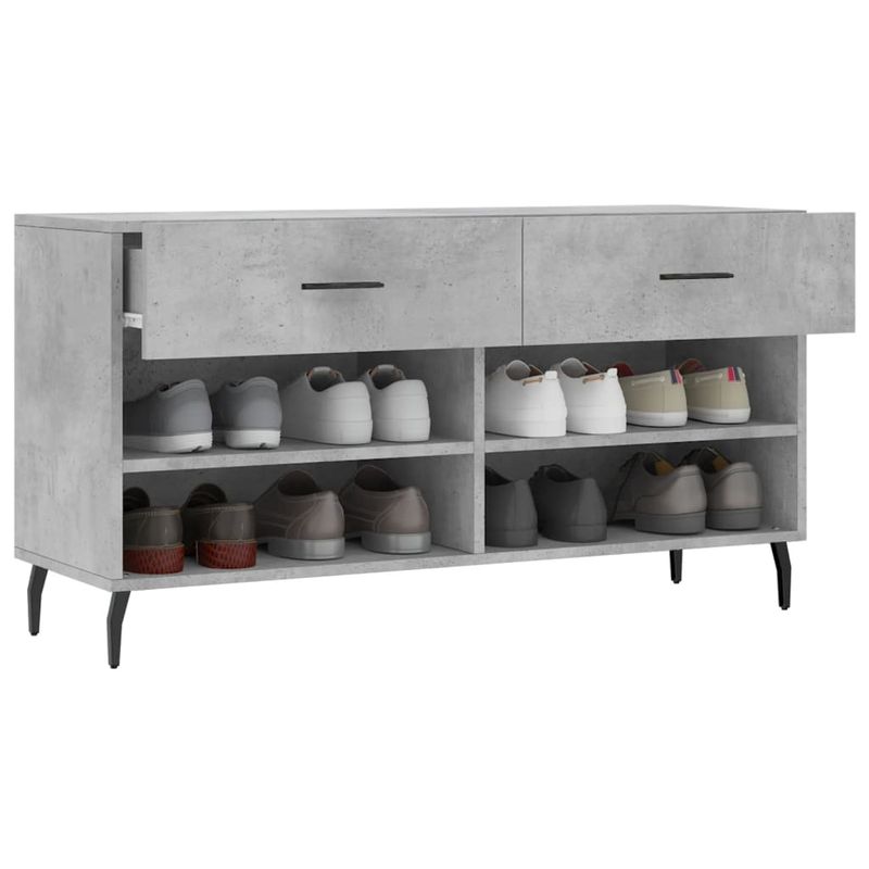 Casa si Gradina - Mobilier - Organizare si depozitare - Organizator incaltaminte - Bancheta pantofar, gri beton, 102x35x55 cm, lemn prelucrat - Infinity.ro