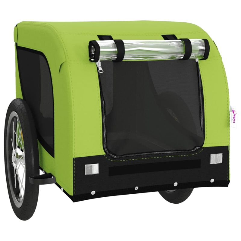 Petshop - Accesorii petshop - Culcusuri si custi - Genti si articole transport - Remorca bicicleta animale companie, verde/negru, oxford/fier - Infinity.ro