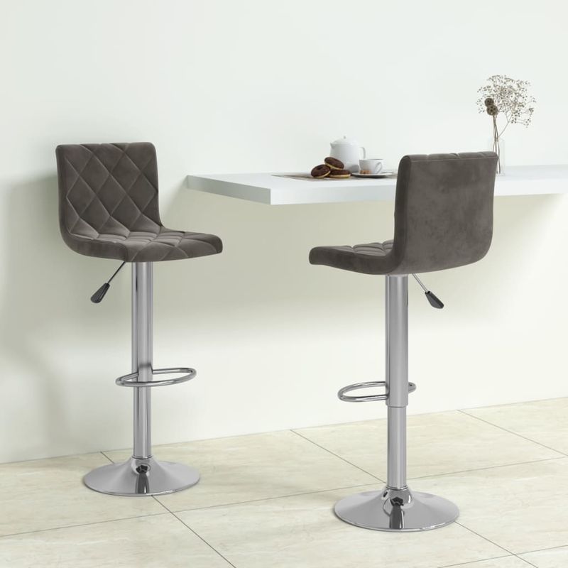 Casa si Gradina - Mobilier - Scaune si fotolii - Scaune - Scaune de bar, 2 buc., gri inchis, catifea - Infinity.ro