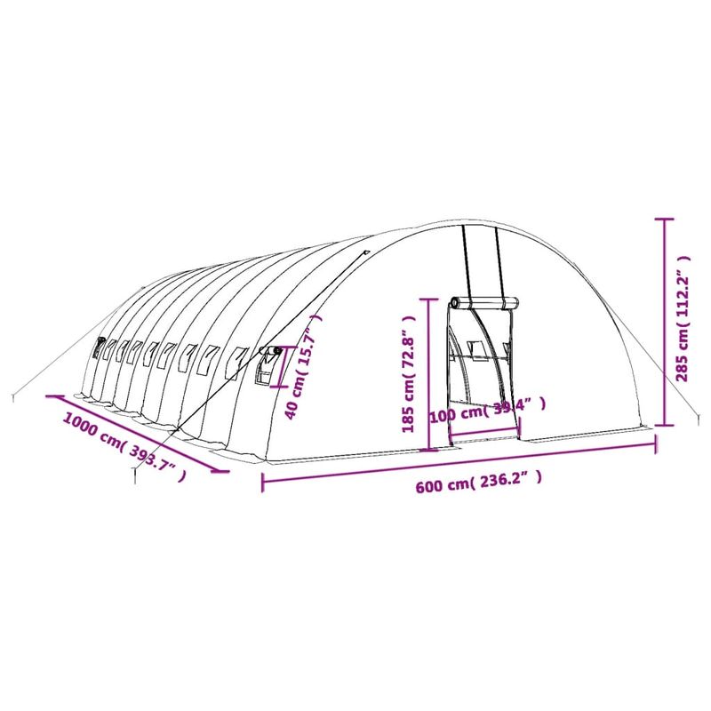 Casa si Gradina - Gradinarit si plante - Sere si solarii - Sera cu cadru din otel, verde, 60 m², 10x6x2,85 m - Infinity.ro