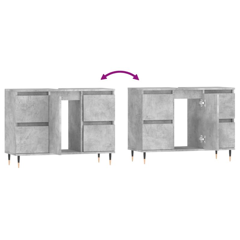 Casa si Gradina - Mobilier - Mobilier baie - Comode baie - Comoda pentru baie, gri beton, 80x33x60 cm, lemn compozit - Infinity.ro