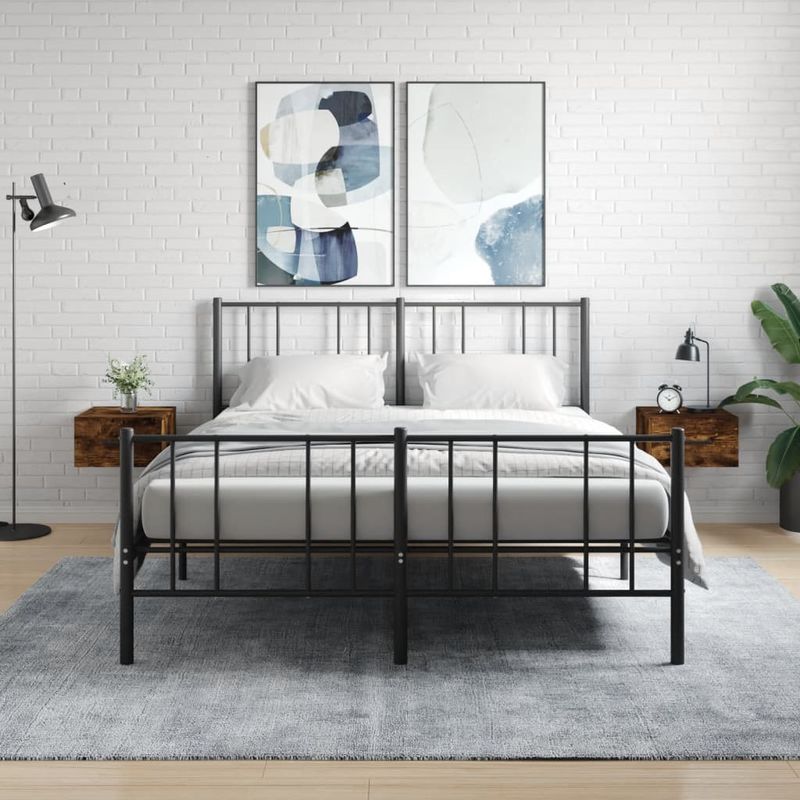 Casa si Gradina - Mobilier - Comode si corpuri - Noptiere - Noptiere de perete, 2 buc., stejar afumat, 35x35x20 cm - Infinity.ro