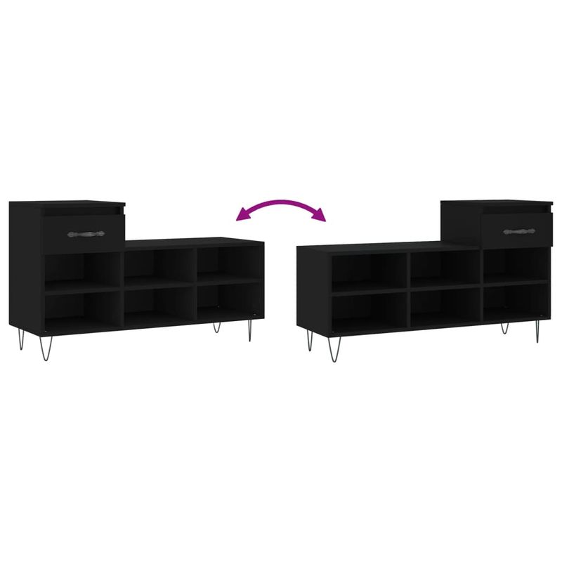 Casa si Gradina - Mobilier - Organizare si depozitare - Organizator incaltaminte - Pantofar, negru, 102x36x60 cm, lemn compozit - Infinity.ro