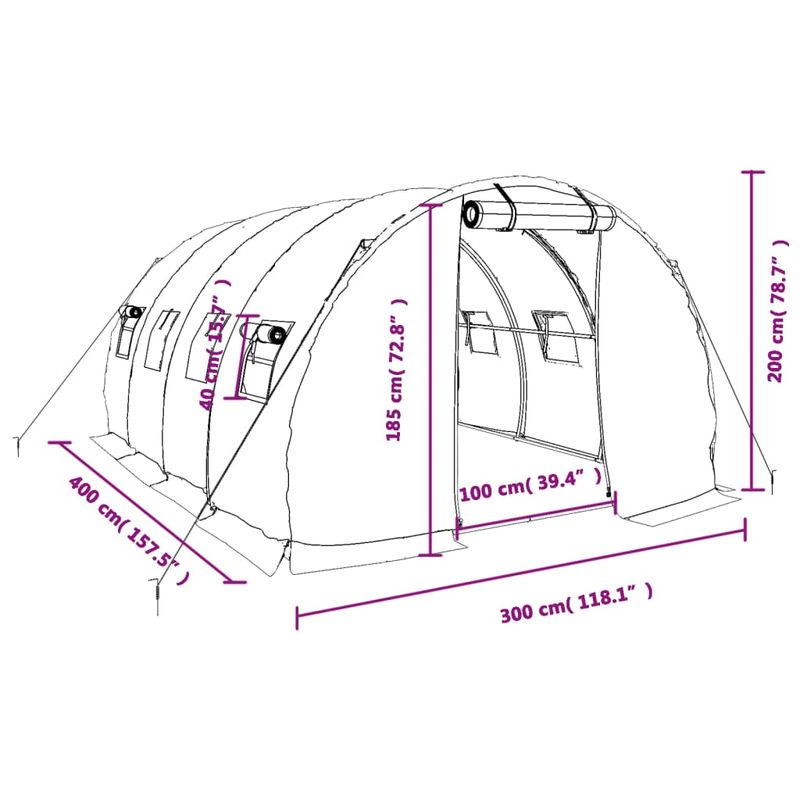 Casa si Gradina - Gradinarit si plante - Sere si solarii - Sera cu cadru din otel, alb, 12 m², 4x3x2 m - Infinity.ro