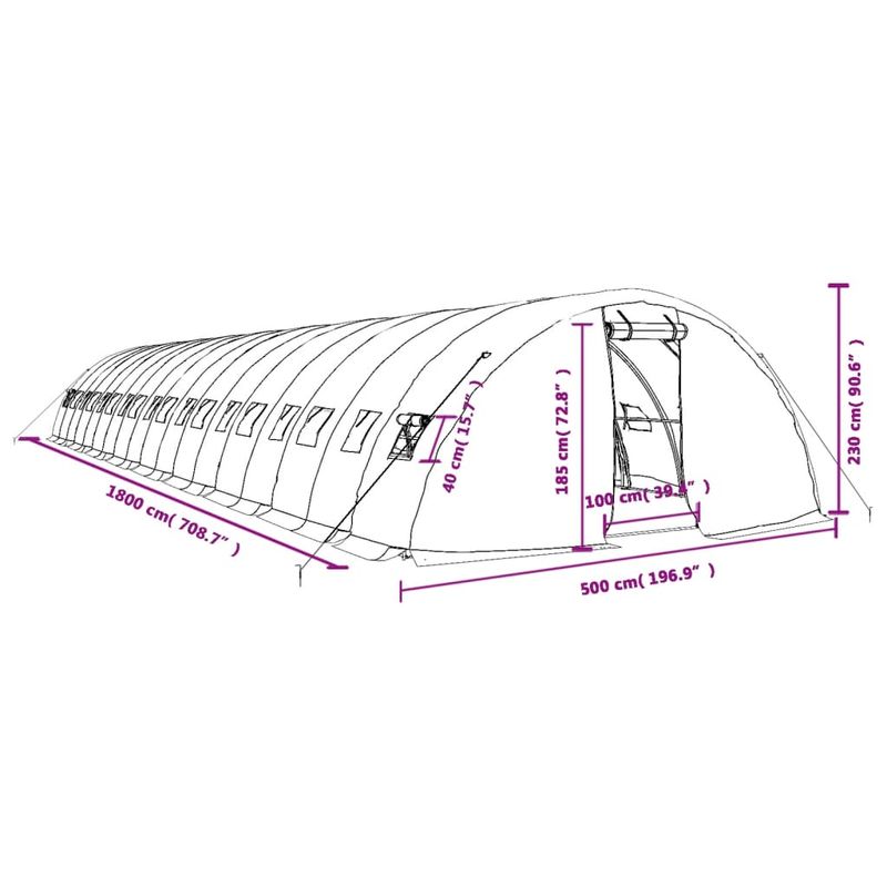 Casa si Gradina - Gradinarit si plante - Sere si solarii - Sera cu cadru din otel, verde, 90 m², 18x5x2,3 m - Infinity.ro