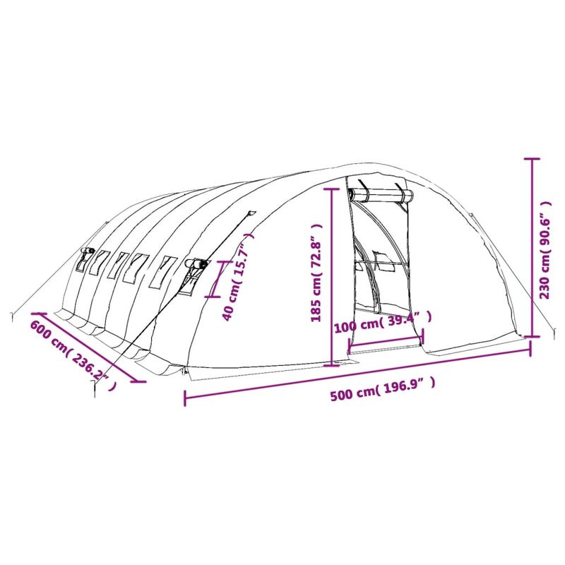 Casa si Gradina - Gradinarit si plante - Sere si solarii - Sera cu cadru din otel, verde, 30 m², 6x5x2,3 m - Infinity.ro