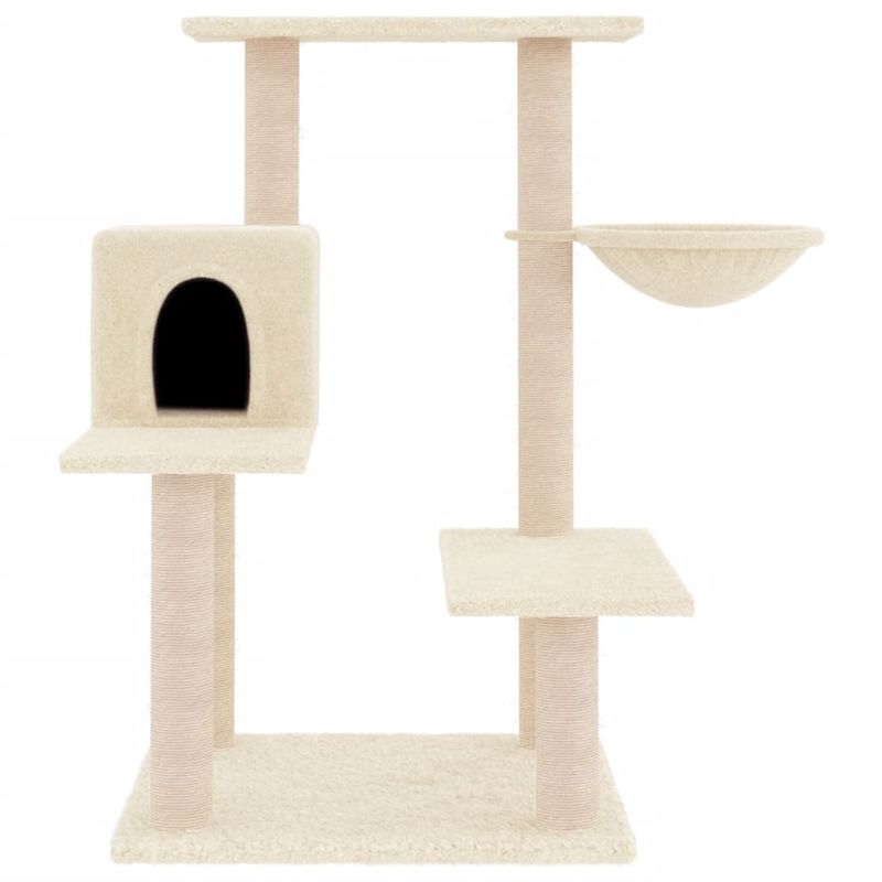 Petshop - Accesorii petshop - Jucarii animale - Ansambluri de joaca - Ansamblu de pisici cu stalpi din funie de sisal, crem, 82,5 cm - Infinity.ro