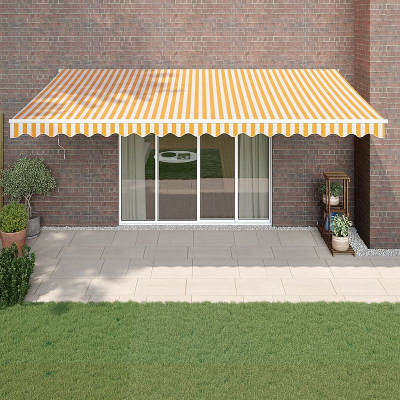 Casa si Gradina - Gradina si terasa - Umbrele si pavilioane - Umbrele - Copertina retractabila, galben/alb, 5x3 m, textil/aluminiu - Infinity.ro