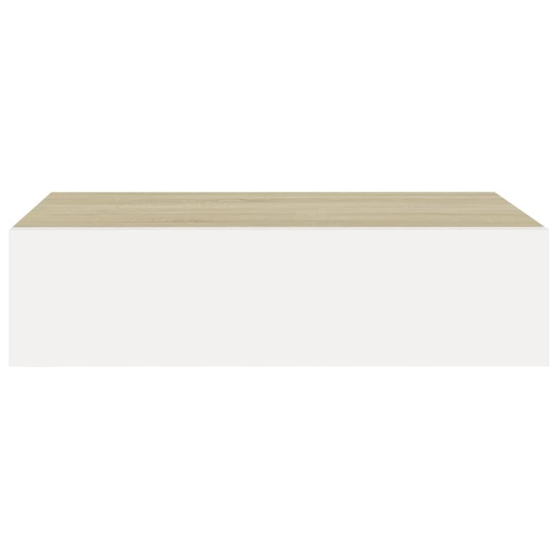 Casa si Gradina - Mobilier - Biblioteci si rafturi - Rafturi - Dulap de perete cu sertar, alb si stejar, 40x23,5x10 cm, MDF - Infinity.ro