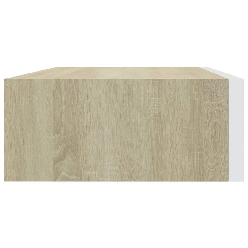 Casa si Gradina - Mobilier - Biblioteci si rafturi - Rafturi - Dulap de perete cu sertar, alb si stejar, 40x23,5x10 cm, MDF - Infinity.ro
