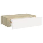 Casa si Gradina - Mobilier - Biblioteci si rafturi - Rafturi - Dulap de perete cu sertar, alb si stejar, 40x23,5x10 cm, MDF - Infinity.ro
