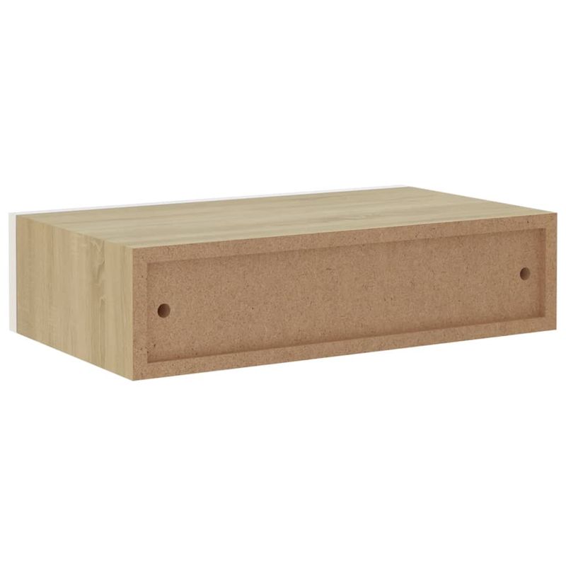 Casa si Gradina - Mobilier - Biblioteci si rafturi - Rafturi - Dulap de perete cu sertar, alb si stejar, 40x23,5x10 cm, MDF - Infinity.ro