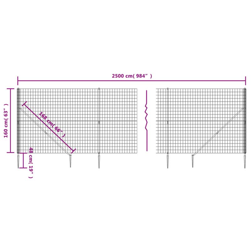 Casa si Gradina - Gradina si terasa - Garduri, panouri si accesorii - Gard plasa de sarma cu tarusi de fixare, antracit, 1,6x25 m - Infinity.ro