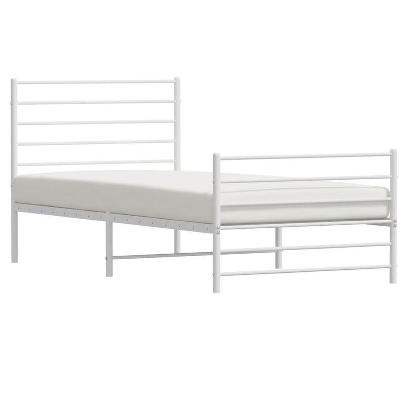 Casa si Gradina - Mobilier - Paturi si accesorii - Paturi - Cadru de pat metalic cu tablie de cap/picioare, alb, 100x190 cm - Infinity.ro