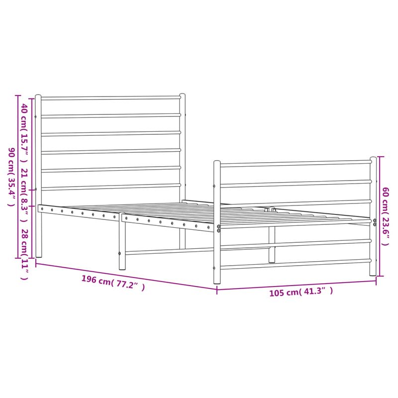 Casa si Gradina - Mobilier - Paturi si accesorii - Paturi - Cadru de pat metalic cu tablie de cap/picioare, alb, 100x190 cm - Infinity.ro