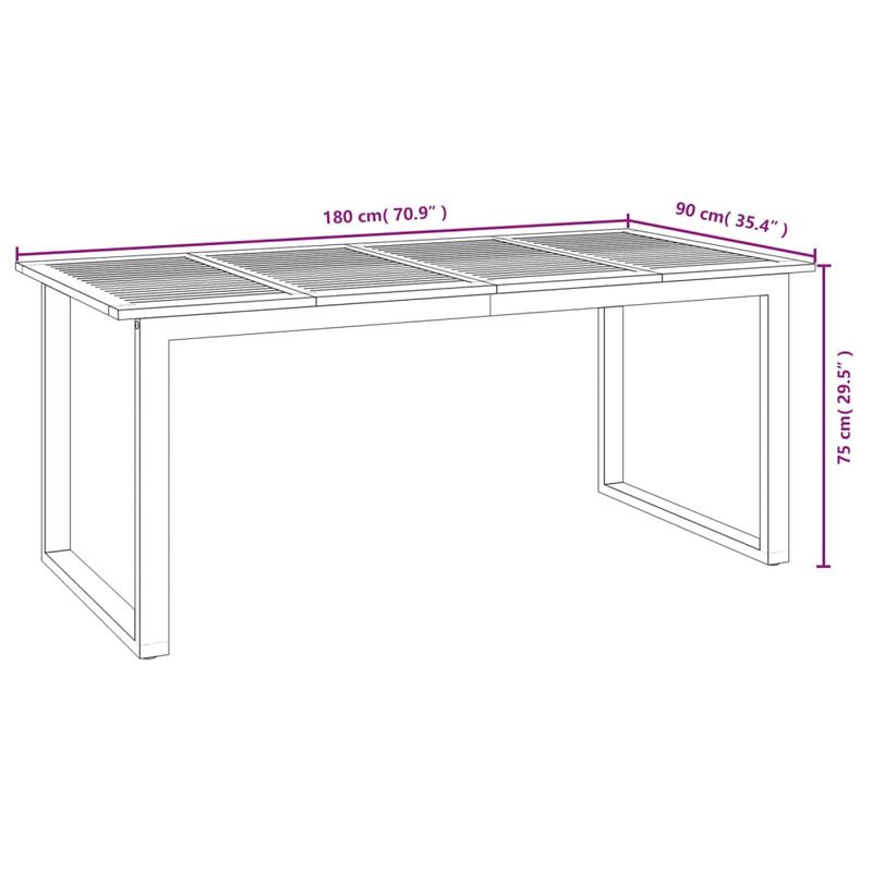 Casa si Gradina - Gradina si terasa - Mobilier exterior - Mese gradina - Masa gradina picioare forma de U 180x90x75 cm lemn masiv acacia - Infinity.ro