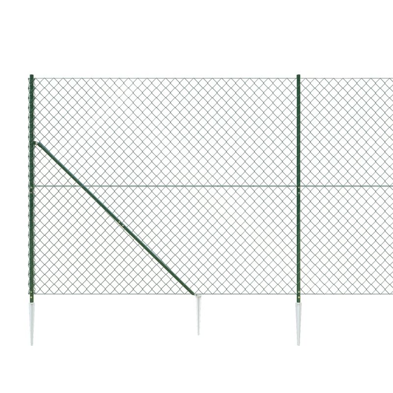 Casa si Gradina - Gradina si terasa - Garduri, panouri si accesorii - Gard plasa de sarma cu tarusi de fixare, verde, 0,8x25 m - Infinity.ro