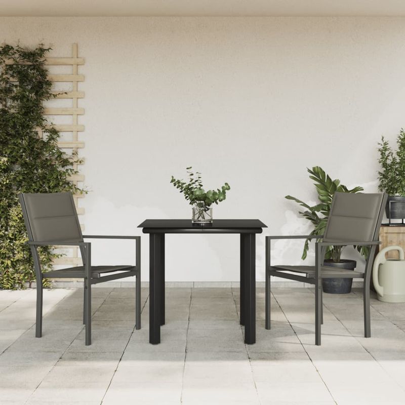 Casa si Gradina - Gradina si terasa - Mobilier exterior - Seturi mobila gradina - Set mobilier de gradina, 3 piese, negru, textilena si otel - Infinity.ro