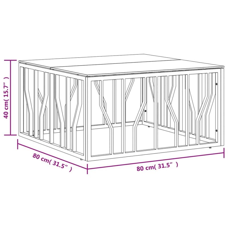 Casa si Gradina - Mobilier - Mese si birouri - Masute de cafea - Masa de cafea, 80x80x40 cm, otel inoxidabil si sticla - Infinity.ro