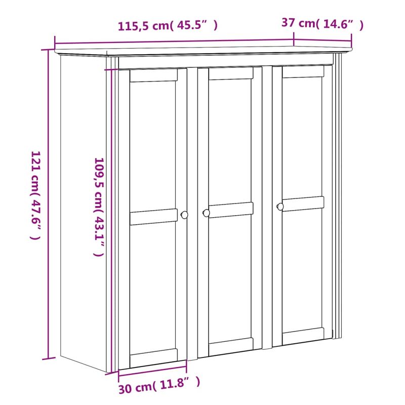 Casa si Gradina - Mobilier - Comode si corpuri - Comode - Dulap cu usi din sticla „BODO”, alb, lemn masiv de pin - Infinity.ro