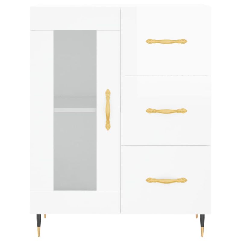 Casa si Gradina - Mobilier - Comode si corpuri - Comode - Servanta, alb extralucios, 69,5x34x90 cm, lemn compozit - Infinity.ro