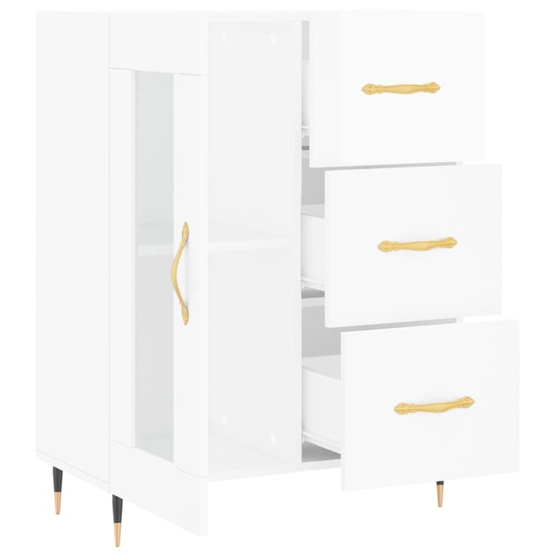 Casa si Gradina - Mobilier - Comode si corpuri - Comode - Servanta, alb extralucios, 69,5x34x90 cm, lemn compozit - Infinity.ro