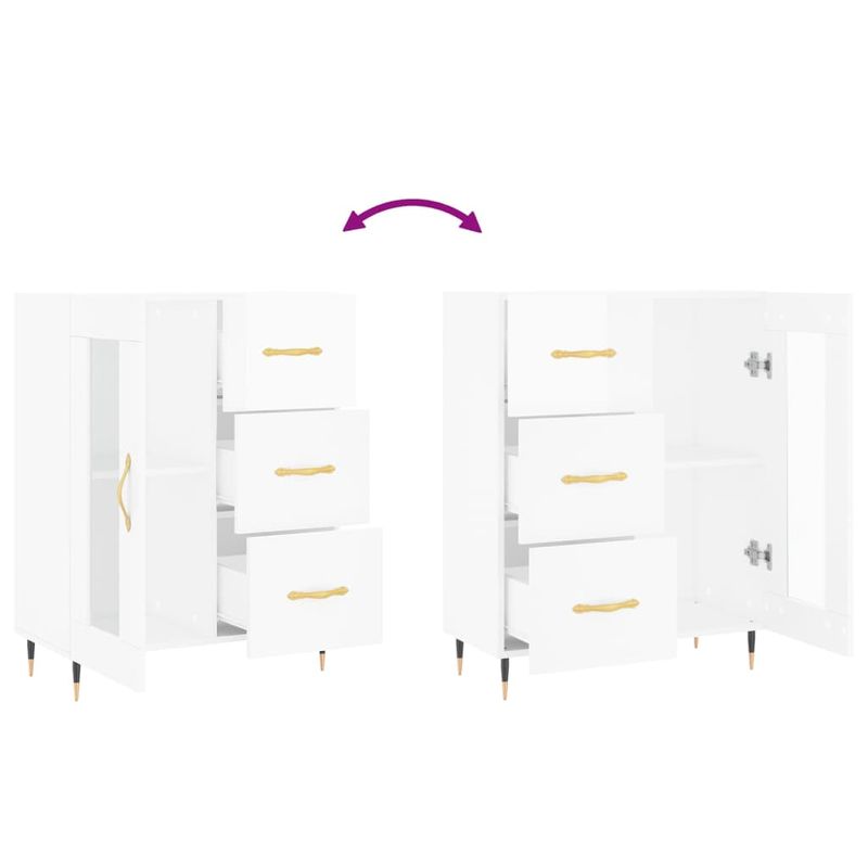 Casa si Gradina - Mobilier - Comode si corpuri - Comode - Servanta, alb extralucios, 69,5x34x90 cm, lemn compozit - Infinity.ro