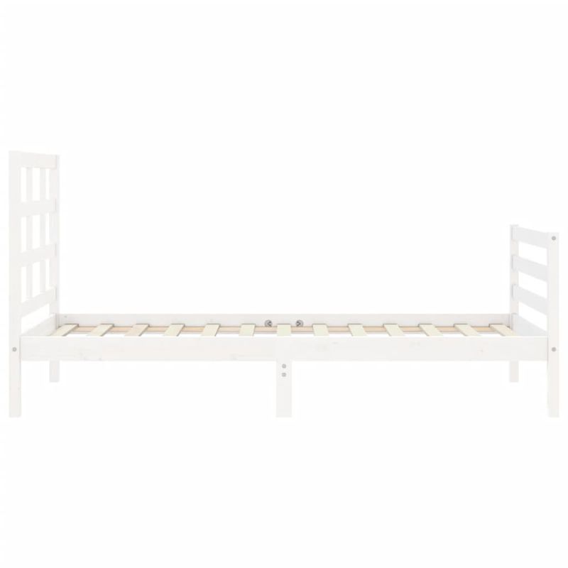 Casa si Gradina - Mobilier - Paturi si accesorii - Paturi - Cadru de pat cu tablie single mic, alb, lemn masiv - Infinity.ro