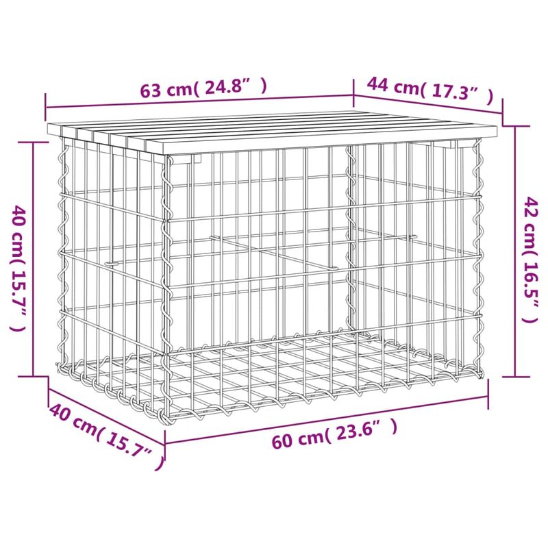 Casa si Gradina - Gradina si terasa - Mobilier exterior - Bancute de gradina - Banca de gradina, design gabion, 63x44x42 cm, lemn masiv de pin - Infinity.ro