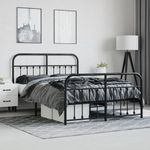 Casa si Gradina - Mobilier - Paturi si accesorii - Paturi - Cadru pat metalic cu tablie de cap/picioare, negru, 135x190 cm - Infinity.ro