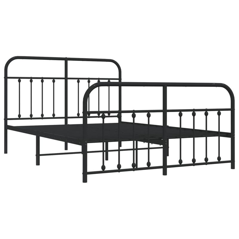 Casa si Gradina - Mobilier - Paturi si accesorii - Paturi - Cadru pat metalic cu tablie de cap/picioare, negru, 135x190 cm - Infinity.ro