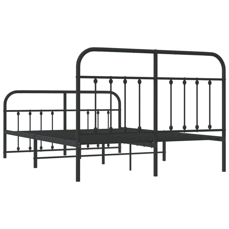 Casa si Gradina - Mobilier - Paturi si accesorii - Paturi - Cadru pat metalic cu tablie de cap/picioare, negru, 135x190 cm - Infinity.ro