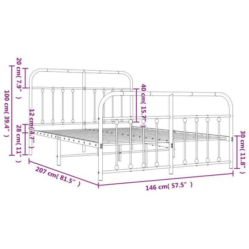 Casa si Gradina - Mobilier - Paturi si accesorii - Paturi - Cadru pat metalic cu tablie de cap/picioare, negru, 140x200 cm - Infinity.ro