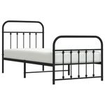 Casa si Gradina - Mobilier - Paturi si accesorii - Paturi - Cadru pat metalic cu tablii de cap/picioare, negru, 90x190 cm - Infinity.ro