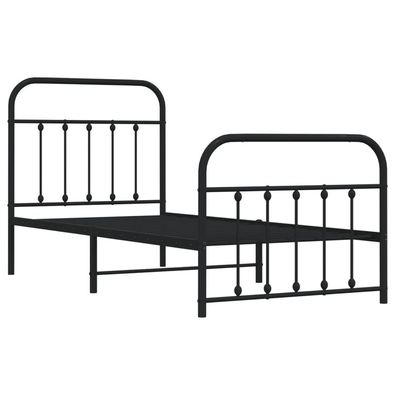 Casa si Gradina - Mobilier - Paturi si accesorii - Paturi - Cadru pat metalic cu tablii de cap/picioare, negru, 90x190 cm - Infinity.ro