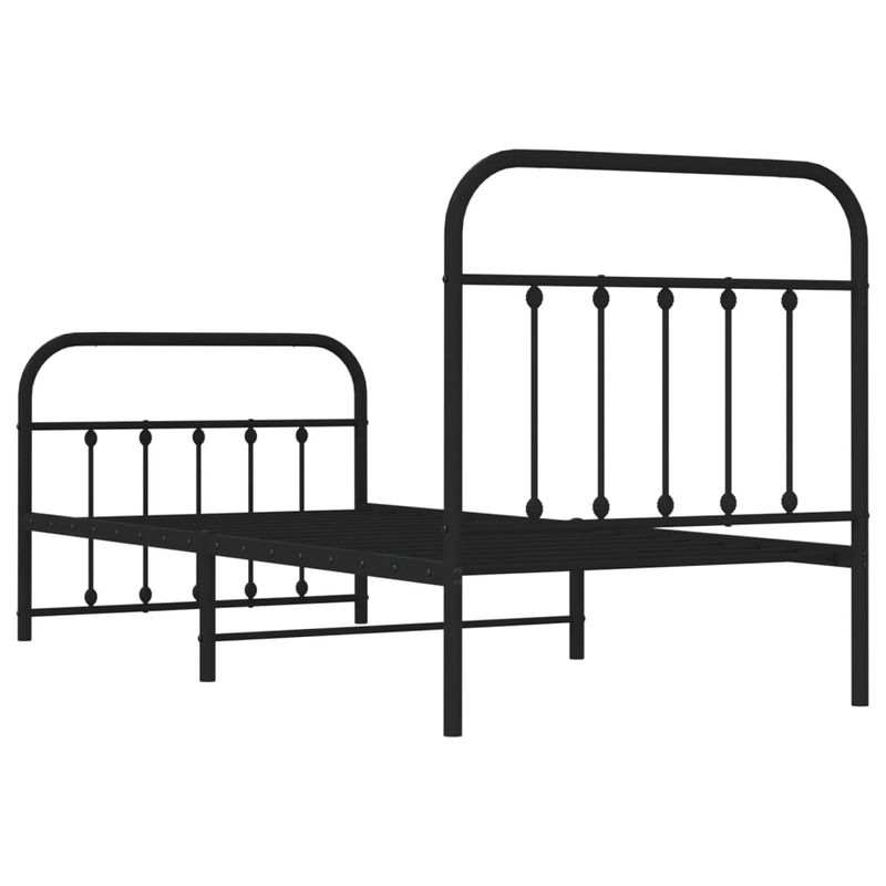 Casa si Gradina - Mobilier - Paturi si accesorii - Paturi - Cadru pat metalic cu tablii de cap/picioare, negru, 90x190 cm - Infinity.ro