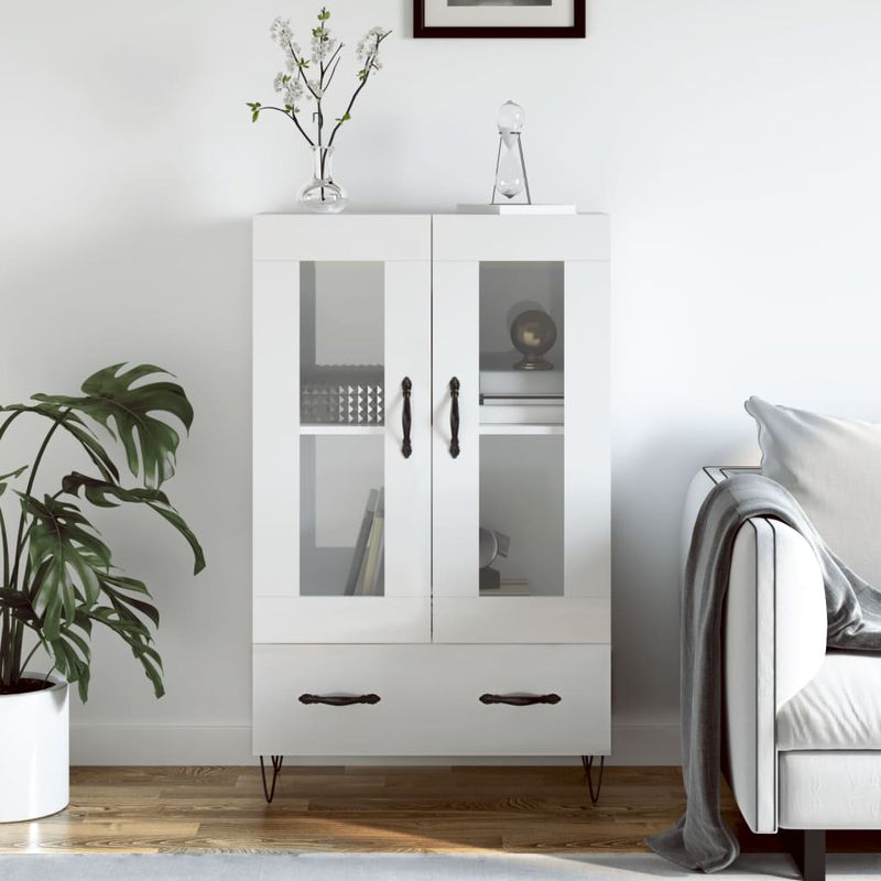 Casa si Gradina - Mobilier - Comode si corpuri - Corpuri bucatarie - Dulap inalt, alb extralucios, 69,5x31x115 cm, lemn prelucrat - Infinity.ro