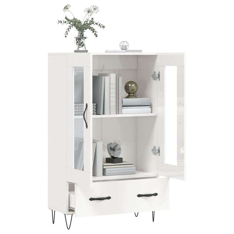 Casa si Gradina - Mobilier - Comode si corpuri - Comode - Dulap inalt, alb extralucios, 69,5x31x115 cm, lemn prelucrat - Infinity.ro