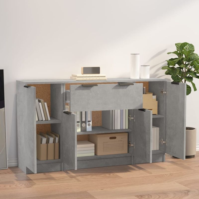 Casa si Gradina - Mobilier - Comode si corpuri - Comode - Servante, 3 piese, gri beton, lemn prelucrat - Infinity.ro