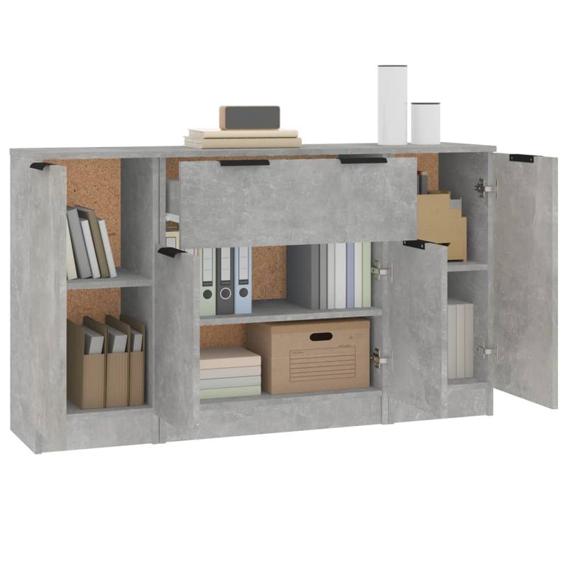 Casa si Gradina - Mobilier - Comode si corpuri - Comode - Servante, 3 piese, gri beton, lemn prelucrat - Infinity.ro