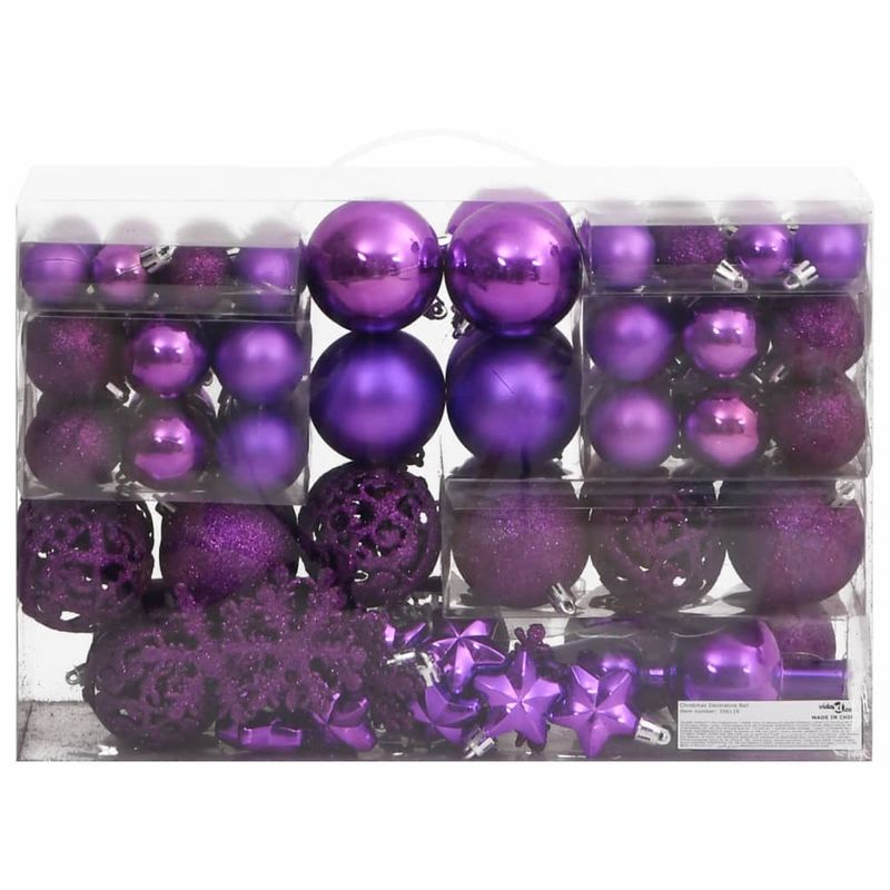 Casa si Gradina - Decoratiuni - Decoratiuni de sezon - Set globuri de Craciun 111 buc., violet, polistiren - Infinity.ro