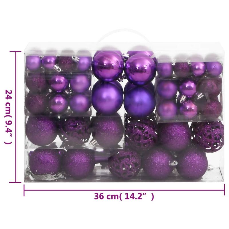 Casa si Gradina - Decoratiuni - Decoratiuni de sezon - Set globuri de Craciun 111 buc., violet, polistiren - Infinity.ro