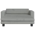 Casa si Gradina - Mobilier - Mobilier copii - Mobilier camera copiilor - Canapea pentru copii cu taburet gri deschis 100x50x30cm catifea - Infinity.ro
