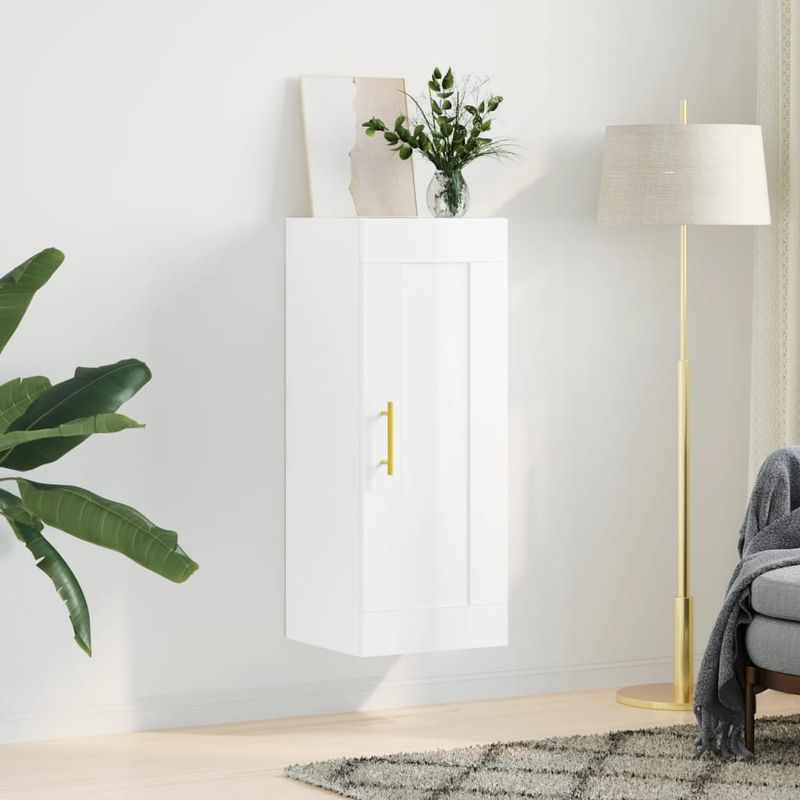 Casa si Gradina - Mobilier - Comode si corpuri - Comode - Dulap de perete, alb extralucios, 34,5x34x90 cm, lemn prelucrat - Infinity.ro