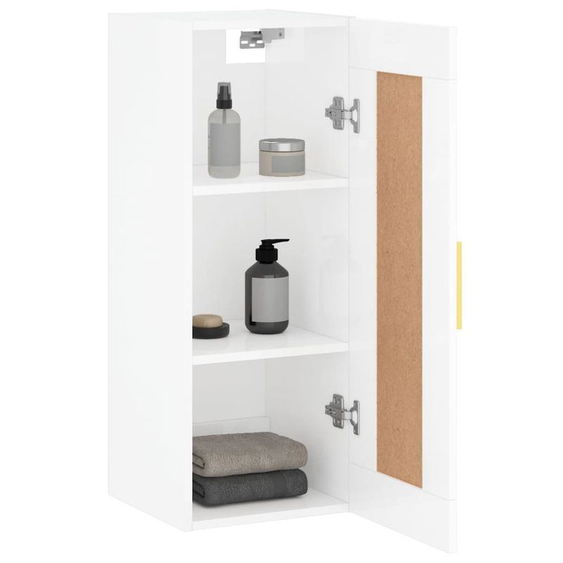 Casa si Gradina - Mobilier - Comode si corpuri - Comode - Dulap de perete, alb extralucios, 34,5x34x90 cm, lemn prelucrat - Infinity.ro