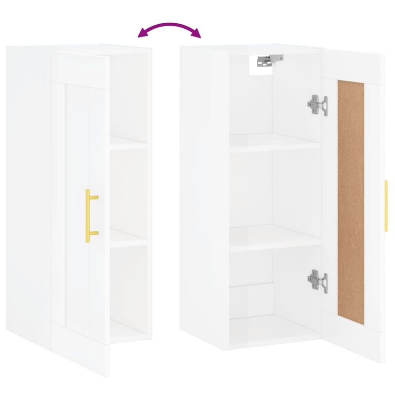 Casa si Gradina - Mobilier - Comode si corpuri - Comode - Dulap de perete, alb extralucios, 34,5x34x90 cm, lemn prelucrat - Infinity.ro
