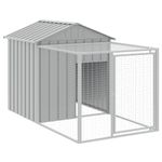 Petshop - Accesorii petshop - Culcusuri si custi - Custi interior si exterior - Cotet pui cu incinta gri deschis 117x609x123 cm otel galvanizat - Infinity.ro