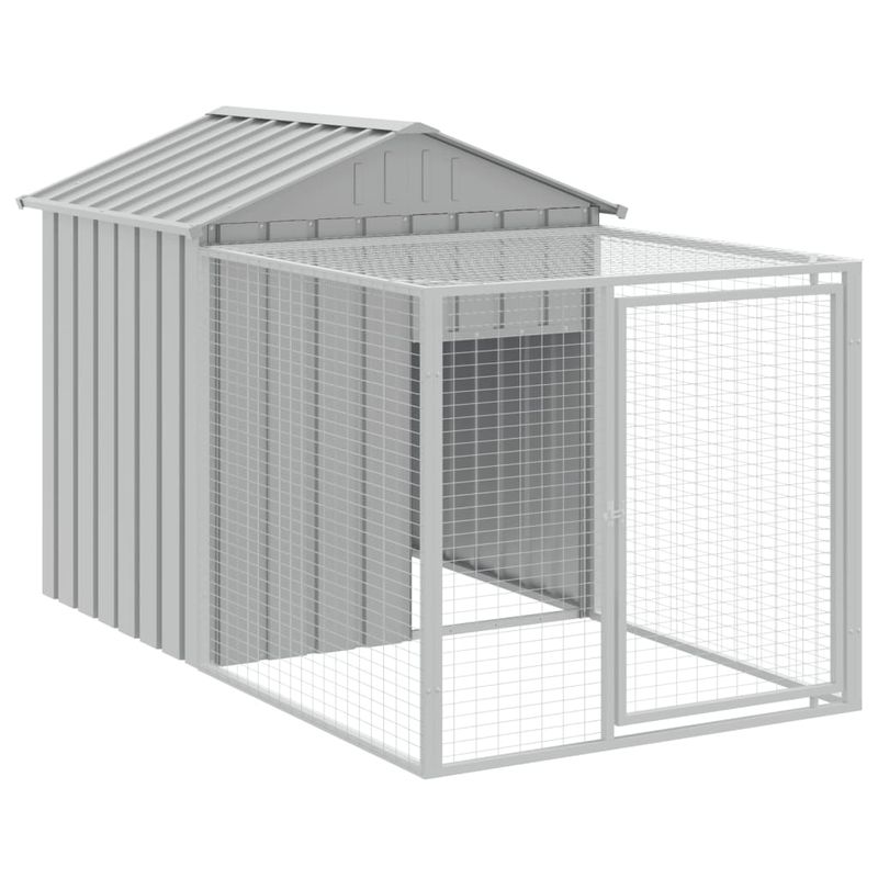 Petshop - Accesorii petshop - Culcusuri si custi - Custi interior si exterior - Cotet pui cu incinta gri deschis 117x609x123 cm otel galvanizat - Infinity.ro