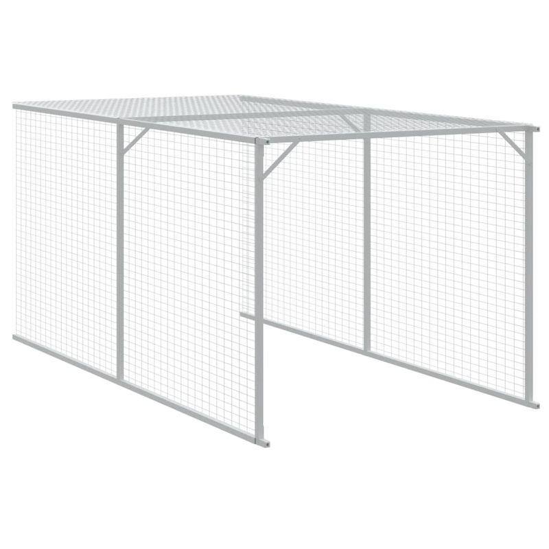 Petshop - Accesorii petshop - Culcusuri si custi - Custi interior si exterior - Cotet pui cu incinta gri deschis 117x609x123 cm otel galvanizat - Infinity.ro