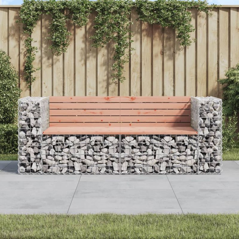 Casa si Gradina - Gradina si terasa - Mobilier exterior - Bancute de gradina - Banca de gradina cu gabion, 184x71x65,5 cm, lemn masiv Douglas - Infinity.ro